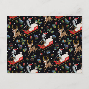 Rick and Morty Christmas Reindeer Sleigh Pattern Holiday Postcard