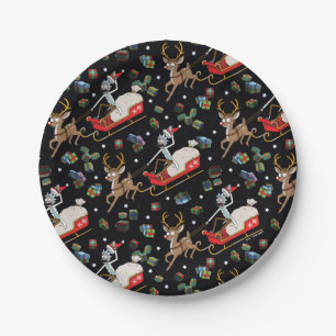 Rick and Morty   Christmas Reindeer Sleigh Pattern Paper Plate