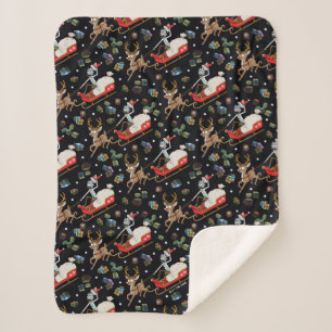 Rick and Morty Christmas Reindeer Sleigh Pattern Sherpa Blanket