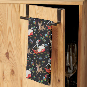 Rick and Morty   Christmas Reindeer Sleigh Pattern Tea Towel