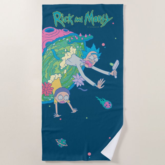 RICK AND MORTY™ | Falling From Infected Portal Beach Towel (Front)