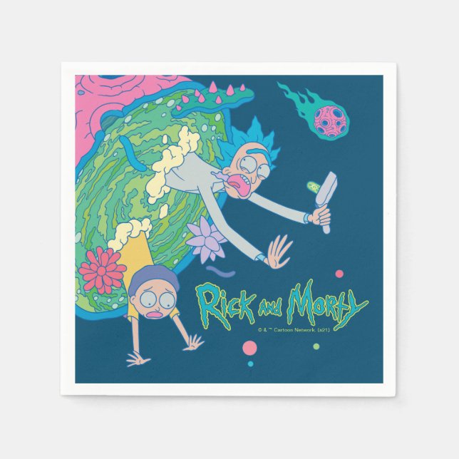 RICK AND MORTY™ | Falling From Infected Portal Napkin (Front)