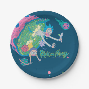 RICK AND MORTY™   Falling From Infected Portal Paper Plate