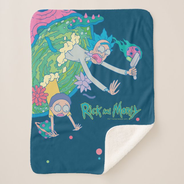 RICK AND MORTY™ | Falling From Infected Portal Sherpa Blanket (Front)