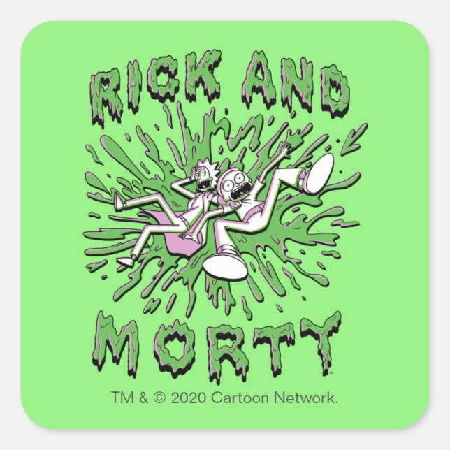 RICK AND MORTY™ | Falling Into Acid Vat Square Sticker (Front)