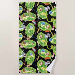 RICK AND MORTY™   Falling Through Portals Pattern Beach Towel