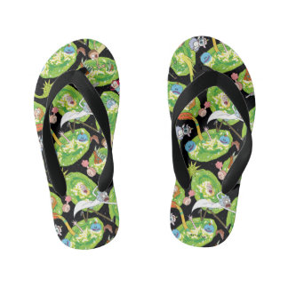 RICK AND MORTY™ | Falling Through Portals Pattern Kid's Flip Flops