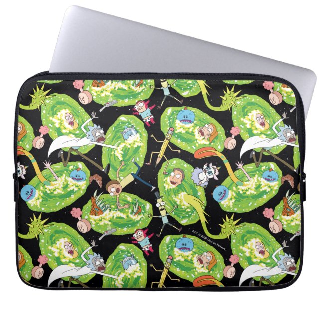 RICK AND MORTY™ | Falling Through Portals Pattern Laptop Sleeve (Front)