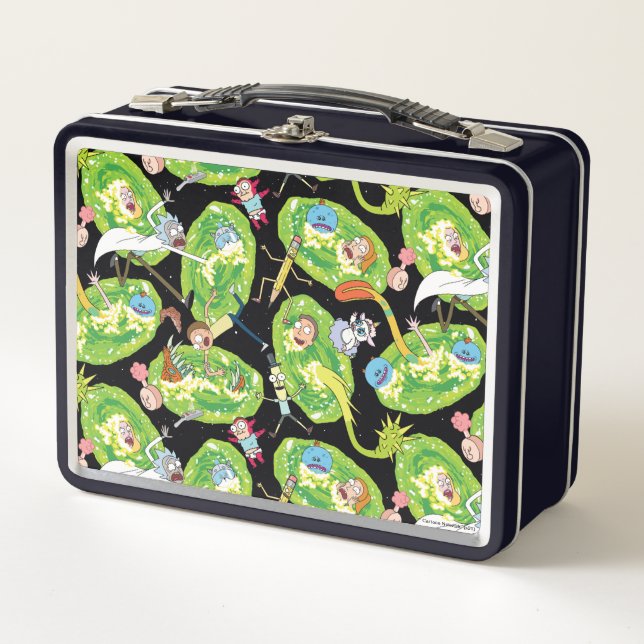 RICK AND MORTY™ | Falling Through Portals Pattern Metal Lunch Box (Front)