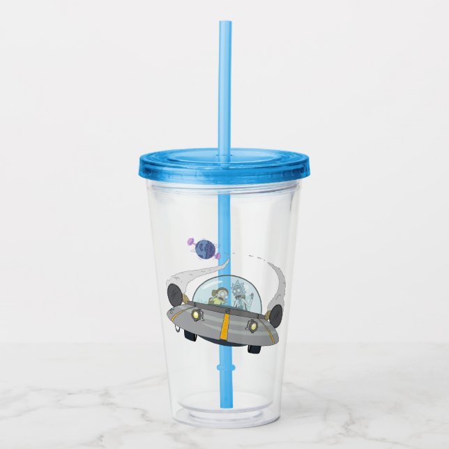 RICK AND MORTY™ | Flying Off In Space Ship Acrylic Tumbler (Front)