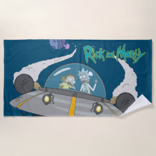 RICK AND MORTY™   Flying Off In Space Ship Beach Towel