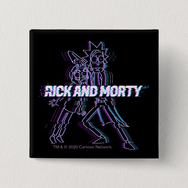 RICK AND MORTY™ | Glitched Rick And Morty 15 Cm Square Badge (Front)