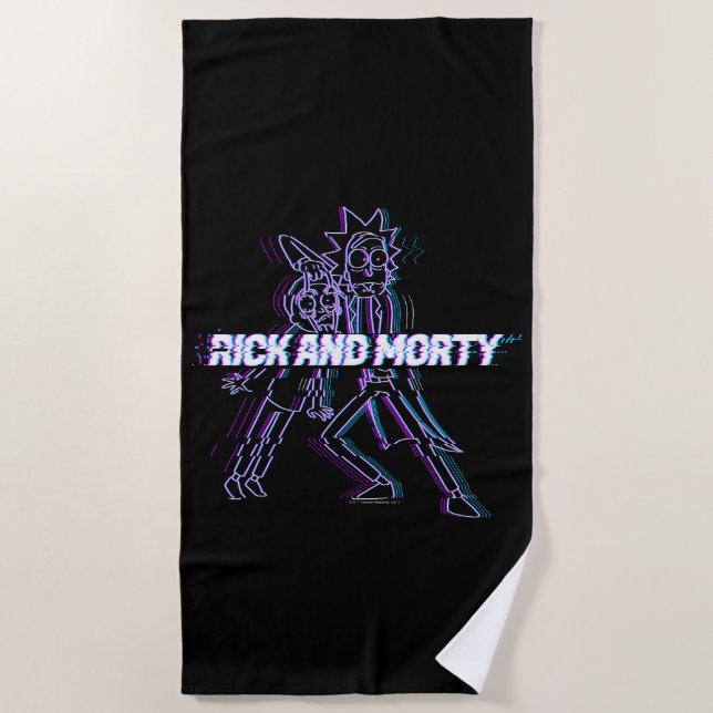 RICK AND MORTY™ | Glitched Rick And Morty Beach Towel (Front)