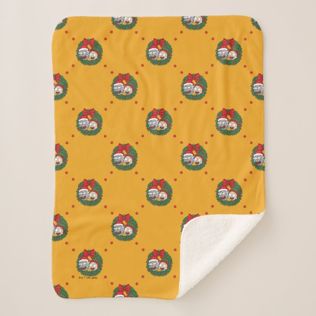 Rick and Morty | Holiday Wreath Pattern Sherpa Blanket (Front)