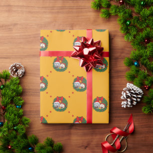 Rick and Morty Holiday Wreath Pattern Wrapping Paper
