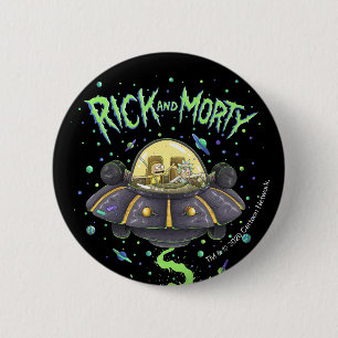 RICK AND MORTY™   Illustrated Space Flight Graphic 6 Cm Round Badge