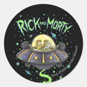 RICK AND MORTY™ Illustrated Space Flight Graphic Classic Round Sticker