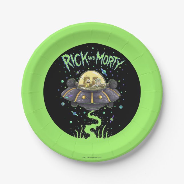 RICK AND MORTY™ | Illustrated Space Flight Graphic Paper Plate (Front)