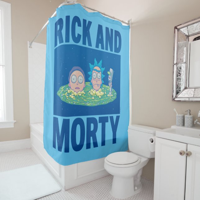 RICK AND MORTY™ | Peeking Through Portal Shower Curtain (In Situ)