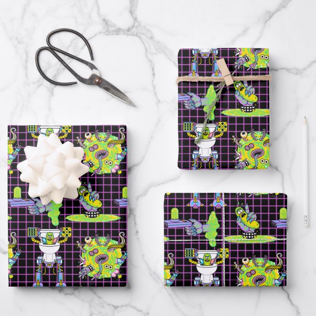 RICK AND MORTY™ | Pickle Rick Portal Pattern Wrapping Paper Sheet (Front)