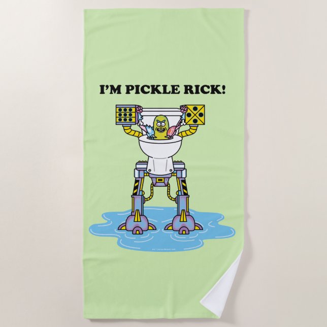 RICK AND MORTY™ | Pickle Rick Toilet Mech Beach Towel (Front)