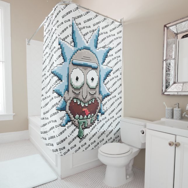RICK AND MORTY™ | Pixelverse Rick Drooling Head Shower Curtain (In Situ)