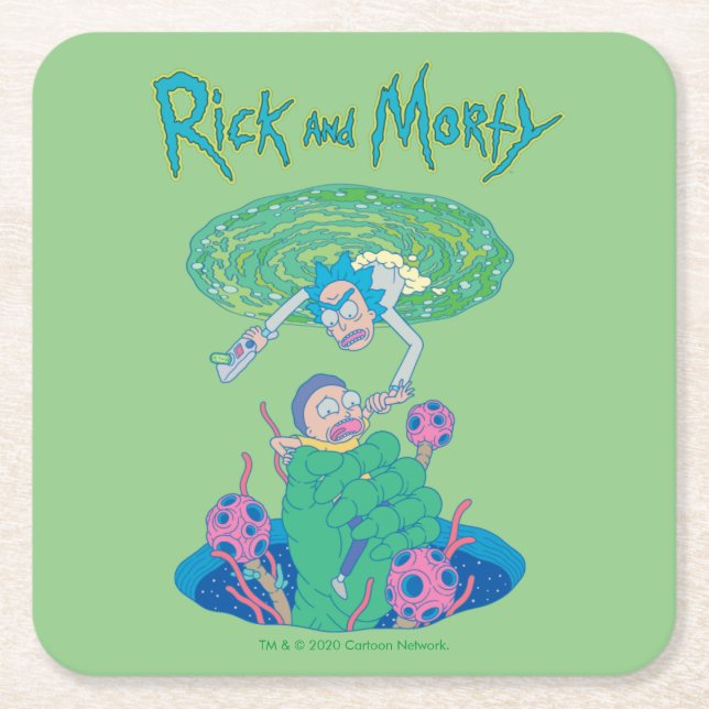RICK AND MORTY™ | Portal Rescue Square Paper Coaster (Front)