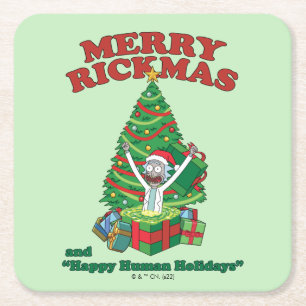 Rick and Morty   Portal Rick Merry Rickmas Square Paper Coaster