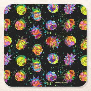 RICK AND MORTY™   Psychedelic Swirl Pattern Square Paper Coaster