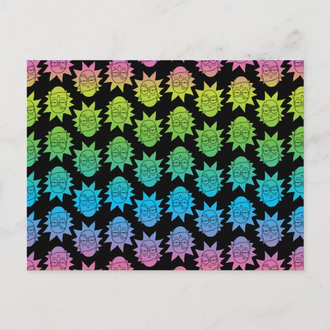 RICK AND MORTY™ | Rainbow Rick Head pattern Invitation Postcard (Front)