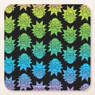 RICK AND MORTY™   Rainbow Rick Head pattern Square Paper Coaster