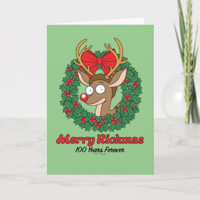 Rick and Morty | Reindeer Morty Merry Rickmas Holiday Card (Front)