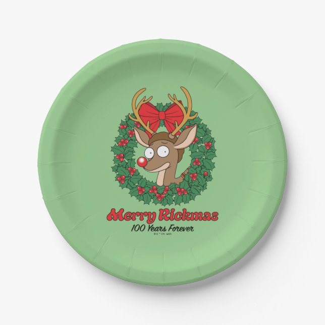Rick and Morty | Reindeer Morty Merry Rickmas Paper Plate (Front)