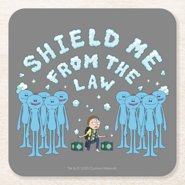 RICK AND MORTY™ | Shield Me From The Law Square Paper Coaster (Front)