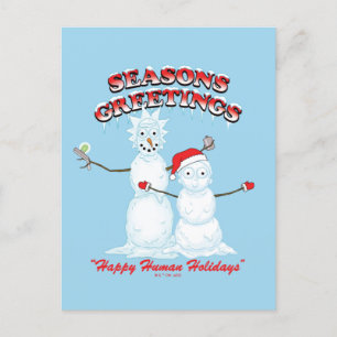 Rick and Morty Snowmen Season's Greetings Holiday Postcard