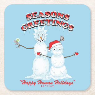 Rick and Morty   Snowmen Season's Greetings Square Paper Coaster