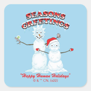 Rick and Morty   Snowmen Season's Greetings Square Sticker