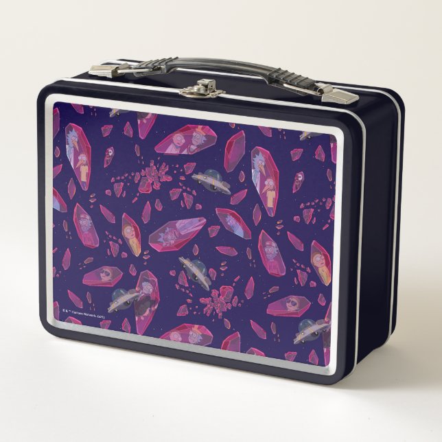 Rick and Morty Time Crystal Pattern Metal Lunch Box (Front)