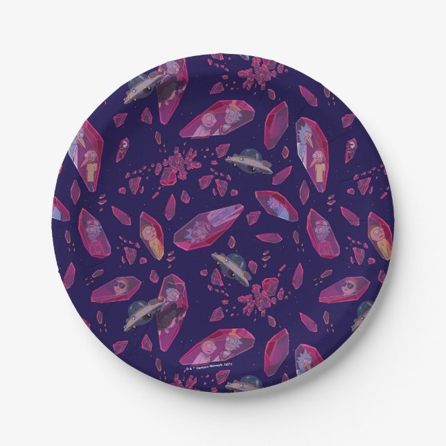 Rick and Morty Time Crystal Pattern Paper Plate (Front)