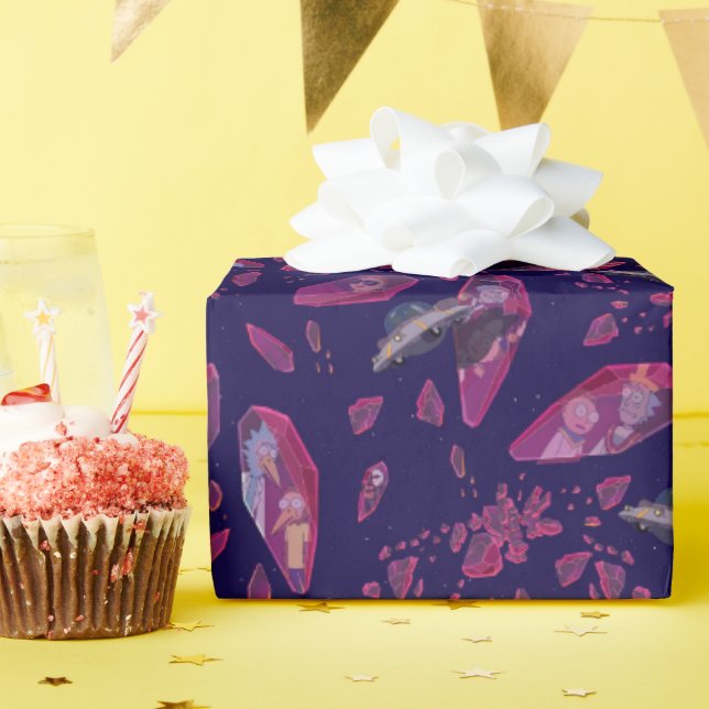 Rick and Morty Time Crystal Pattern Wrapping Paper (Birthday Party)