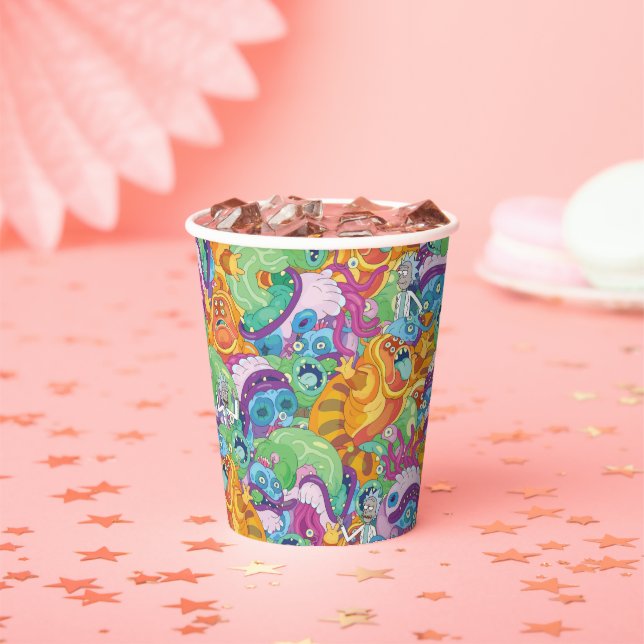 Rick Apocalypse Party Alien Pattern Paper Cups (Insitu)