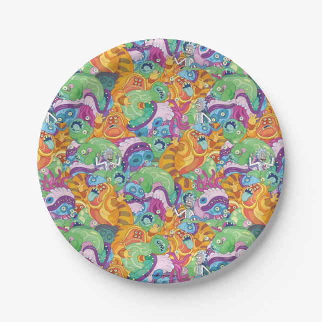 Rick Apocalypse Party Alien Pattern Paper Plate (Front)
