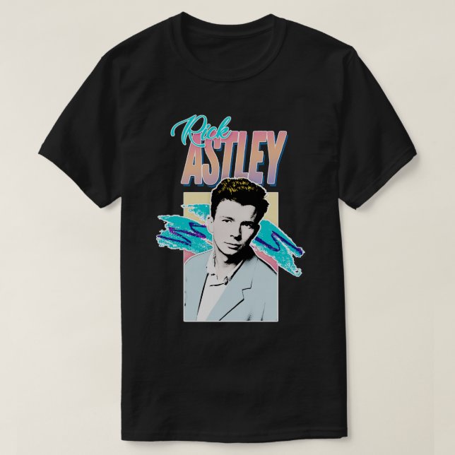 Rick Astley 80s Aesthetic Tribute Design T-Shirt (Design Front)