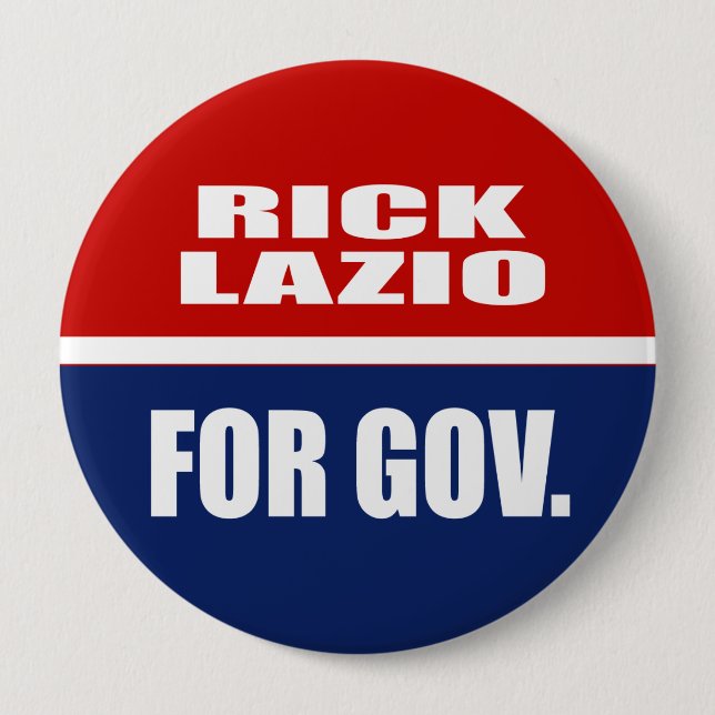 RICK LAZIO FOR GOVERNOR 10 CM ROUND BADGE (Front)