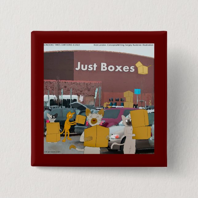 Rick London Big Box Stores For Cats Comic  15 Cm Square Badge (Front)