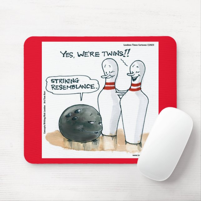 Rick London Cartoons Funny Bowling Comic Mouse Mat (With Mouse)