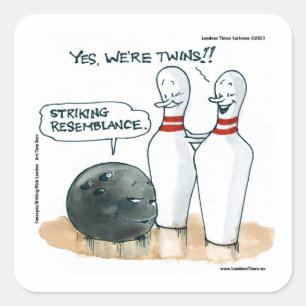 Rick London Cartoons Funny Bowling Comic Square Sticker