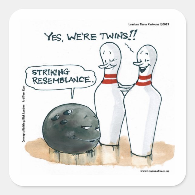 Rick London Cartoons Funny Bowling Comic Square Sticker (Front)