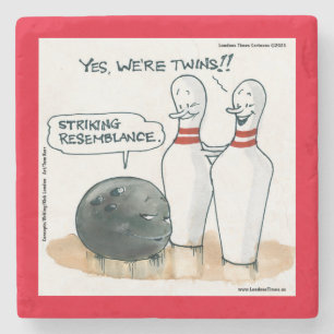 Rick London Cartoons Funny Bowling Comic  Stone Coaster