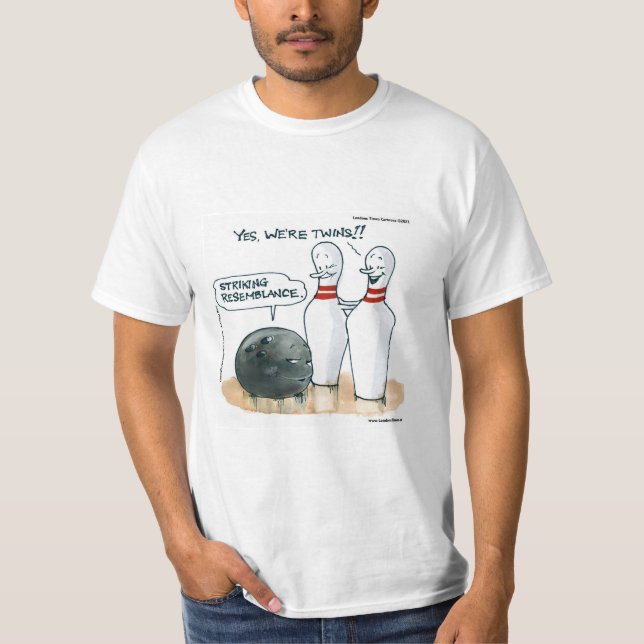 Rick London Cartoons Funny Bowling Comic  T-Shirt (Front)